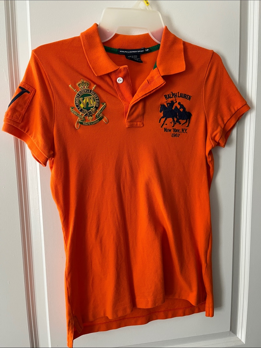 Ralph Lauren Sport Small orange polo with patch detail
